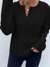 Load image into Gallery viewer, Notched Long Sleeve Sweater

