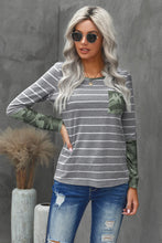 Load image into Gallery viewer, Camouflage Striped Round Neck Top
