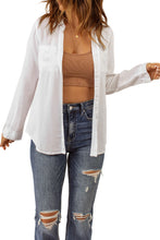 Load image into Gallery viewer, Button-Up Curved Hem Shirt with Breast Pockets

