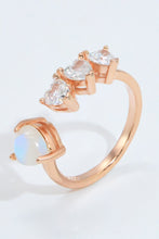 Load image into Gallery viewer, Natural Moonstone and Zircon Heart Open Ring
