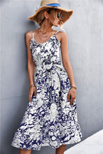 Load image into Gallery viewer, Floral Frill Trim Scoop Neck Spaghetti Strap Dress

