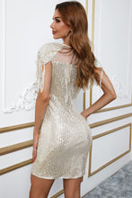 Load image into Gallery viewer, Mesh Panel Tassel Sequins Bodycon Dress

