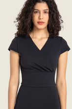 Load image into Gallery viewer, Gathered Detail Surplice Short Sleeve Sports Top
