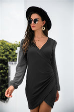 Load image into Gallery viewer, Contrast Mesh Sleeve Wrap Front Dress
