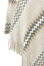 Load image into Gallery viewer, Fringe Hem Striped Cape Sleeve Poncho
