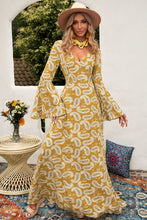Load image into Gallery viewer, Paisley Print Bell Sleeve V-Neck Maxi Dress
