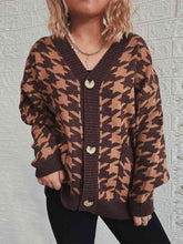 Load image into Gallery viewer, Houndstooth Botton Front  Cardigan with Pockets
