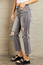 Load image into Gallery viewer, BAYEAS Mid Rise Distressed Cropped Dad Jeans
