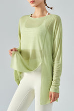 Load image into Gallery viewer, Round Neck Slit Sheer Tunic Sports Top
