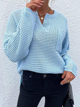 Load image into Gallery viewer, Notched Long Sleeve Sweater
