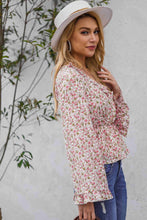 Load image into Gallery viewer, Floral Ruffled V-Neck Peplum Blouse
