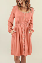 Load image into Gallery viewer, Button Down Long Sleeve Dress with Pockets
