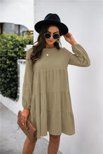 Load image into Gallery viewer, Balloon Sleeve Keyhole Tiered Dress
