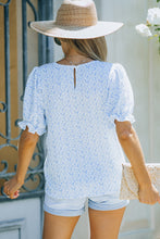 Load image into Gallery viewer, Printed Round Neck Half Flounce Sleeve Top
