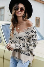 Load image into Gallery viewer, ANGEL Distressed V-Neck Dropped Shoulder Sweater
