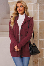 Load image into Gallery viewer, Cable-Knit Fleece Lining Button-Up Hooded Cardigan
