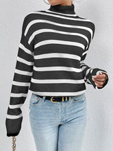 Load image into Gallery viewer, Striped Turtleneck Long Sleeve Sweater
