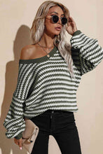 Load image into Gallery viewer, Striped Dropped Shoulder Sweater
