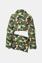 Load image into Gallery viewer, Camouflage Zip-Up Cropped Puffer Jacket and Skirt Set
