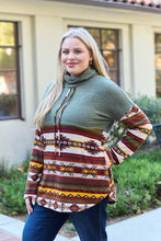Load image into Gallery viewer, Celeste Design Full Size Geometric Turtleneck Drawstring Knit Top
