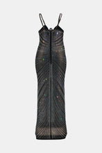 Load image into Gallery viewer, Full Size Rhinestone Mesh Sheer Deep V Spaghetti Strap Dress
