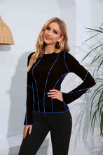 Load image into Gallery viewer, Ribbed Round Neck Long Sleeve Blouse
