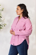 Load image into Gallery viewer, Zenana Full Size Texture Button Up Raw Hem Long Sleeve Shirt
