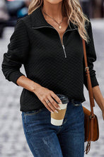 Load image into Gallery viewer, Half Zip Collar Solid Color Long Sleeve Sweatshirt
