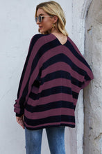 Load image into Gallery viewer, Striped Dolman Sleeve Open Front Cardigan
