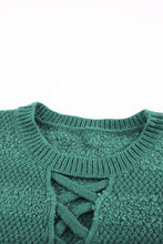 Load image into Gallery viewer, Round Neck Dropped Shoulder Crisscross Pullover Sweater
