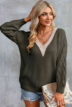 Load image into Gallery viewer, Contrast V-Neck Sweater
