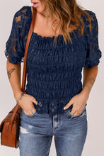 Load image into Gallery viewer, Lace Smocked Flounce Sleeve Blouse
