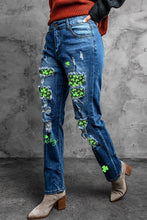 Load image into Gallery viewer, Printed Patch Distressed Boyfriend Jeans
