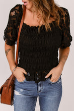 Load image into Gallery viewer, Lace Smocked Flounce Sleeve Blouse
