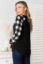 Load image into Gallery viewer, Heimish Full Size Sequin Reindeer Graphic Plaid Top
