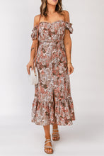 Load image into Gallery viewer, Floral Off-Shoulder Frill Trim Split Dress
