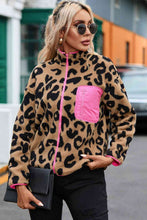 Load image into Gallery viewer, Leopard Zip-Up Dropped Shoulder Jacket
