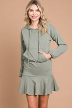 Load image into Gallery viewer, Culture Code Full Size Drawstring Dropped Shoulder Hooded Mini Dress
