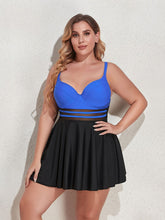 Load image into Gallery viewer, Plus Size Two-Tone Swim Dress and Bottoms Set
