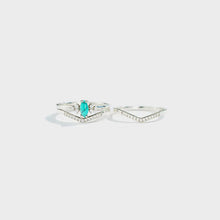 Load image into Gallery viewer, Artificial Turquoise V Shape Inlaid Zircon Ring
