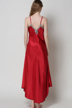 Load image into Gallery viewer, Full Size Lace Trim V-Neck Spaghetti Strap Satin Night Dress
