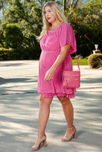 Load image into Gallery viewer, Plus Size Square Neck Frill Trim Flutter Sleeve Dress
