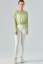 Load image into Gallery viewer, Round Neck Slit Sheer Tunic Sports Top
