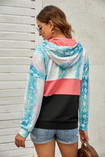 Load image into Gallery viewer, Snake Print Color Block Drawstring Detail Hoodie
