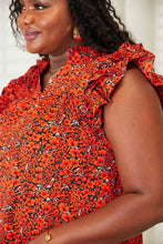 Load image into Gallery viewer, Double Take Floral Flutter Sleeve Notched Neck Blouse
