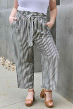 Load image into Gallery viewer, Heimish Find Your Path Full Size Paperbag Waist Striped Culotte Pants
