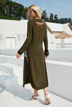 Load image into Gallery viewer, Round Neck Split Distressed Sweater Dress
