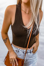 Load image into Gallery viewer, Button Front Rib-Knit Cropped Knit Tank
