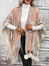 Load image into Gallery viewer, Open Front Poncho with Pom Poms
