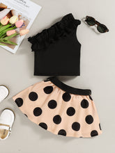 Load image into Gallery viewer, Girls Ruffled Top and Polka Dot Skirt Set
